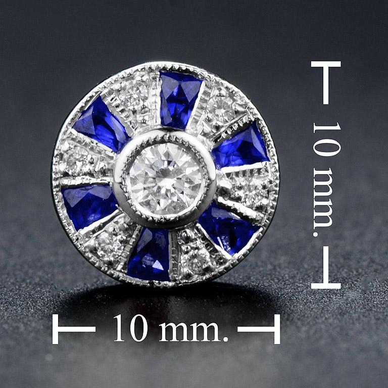 Nova Ferris Wheel French Cut Sapphire and Diamond Stud Earrings in 18K Gold In New Condition For Sale In Bangkok, TH