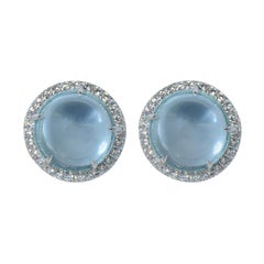 Margherita Burgener, boucles d'oreilles en or blanc 18 carats avec topaze bleue et diamants, fabriquées en Italie