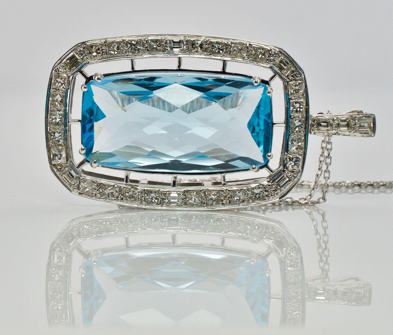 Diamant-Blauer Topas-Anhänger-Anhänger-Halskette 14K Weißgold Damen im Angebot