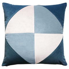 Diamond Blue Velvet Deluxe Patchwork Pillow