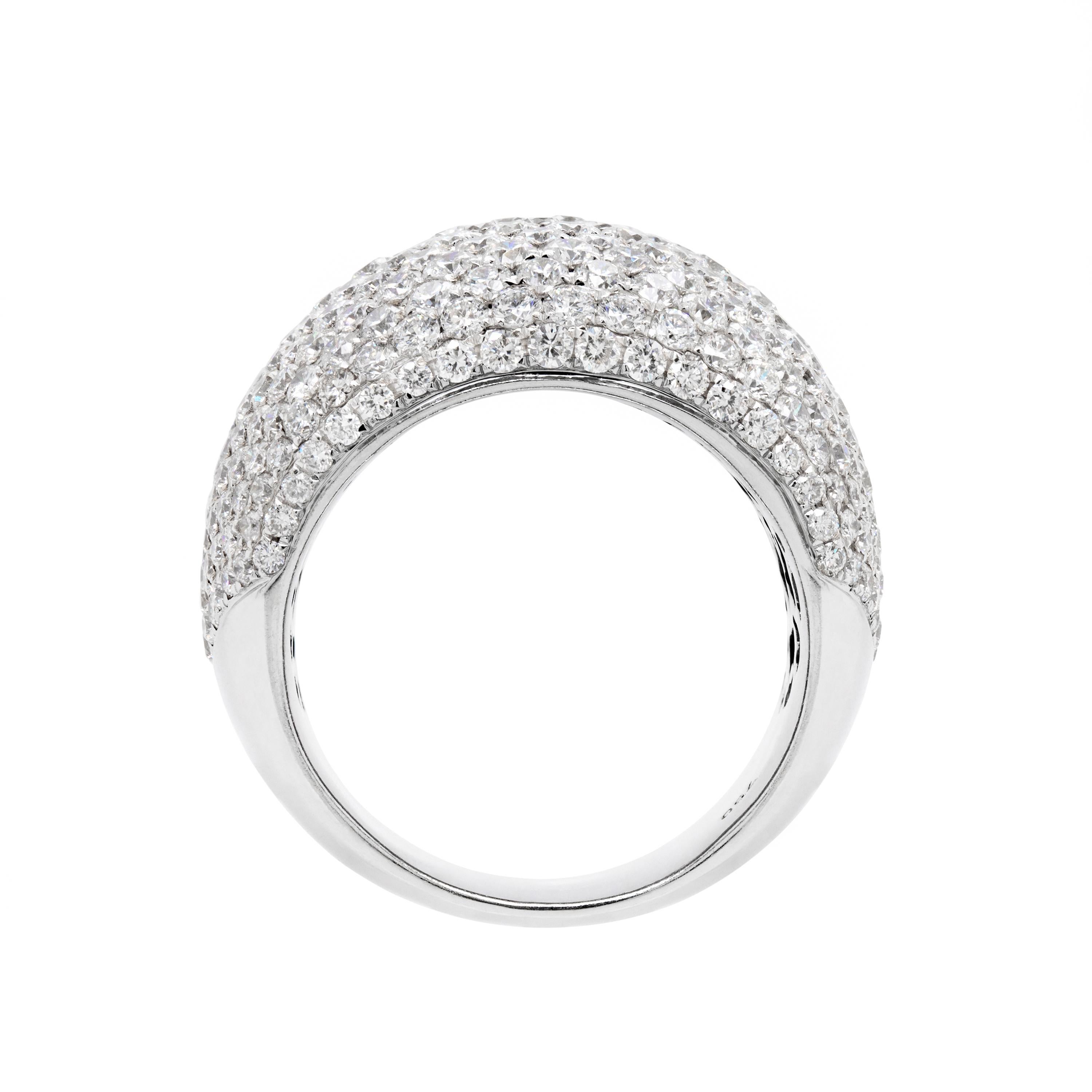 Modern Diamond Bombé Dome Cluster 18 Carat White Gold Cocktail Ring