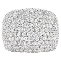 Diamond Bombé Dome Cluster 18 Carat White Gold Cocktail Ring