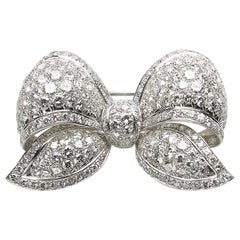 Italo Pearl & White Sapphire Bow Brooch Antique Vintage Brooch