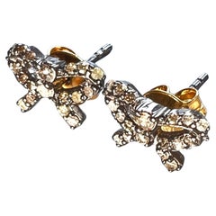 Diamond Bow Earring Studs 14k Gold Victorian Style J Dauphin