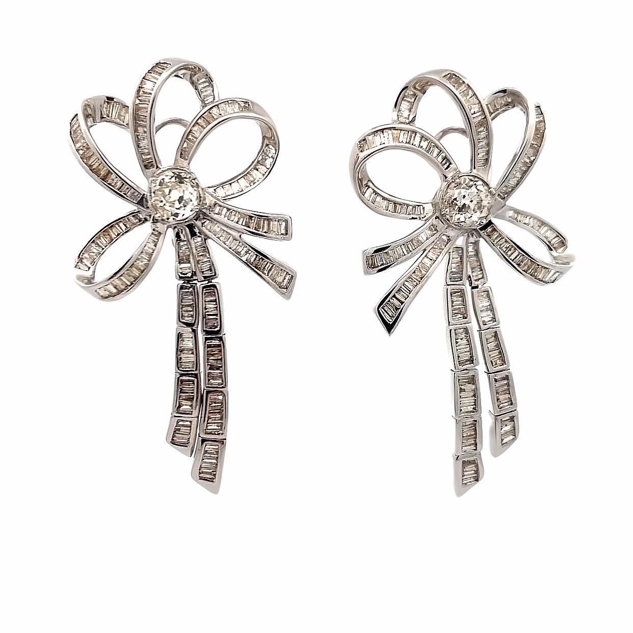 Diamond Bow Earrings For Sale 1