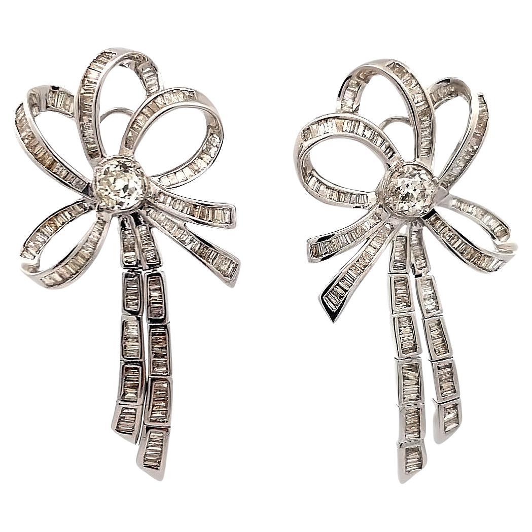 Diamond Bow Earrings For Sale