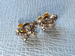 Bow Earring Diamond Gold Victorian Style