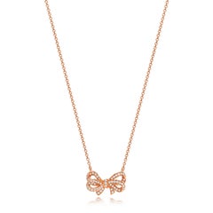 DIAMOND BOW Ribbon Knot NECKLACE IN 18CT ROSE GOLD