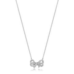 DIAMOND BOW Ribbon Knot NECKLACE IN 18CT WHITE GOLD