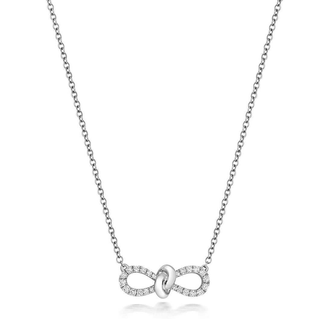 Women's DIAMOND BOW Ribbon NECKLACE IN 18CT WHITE Gold For Sale