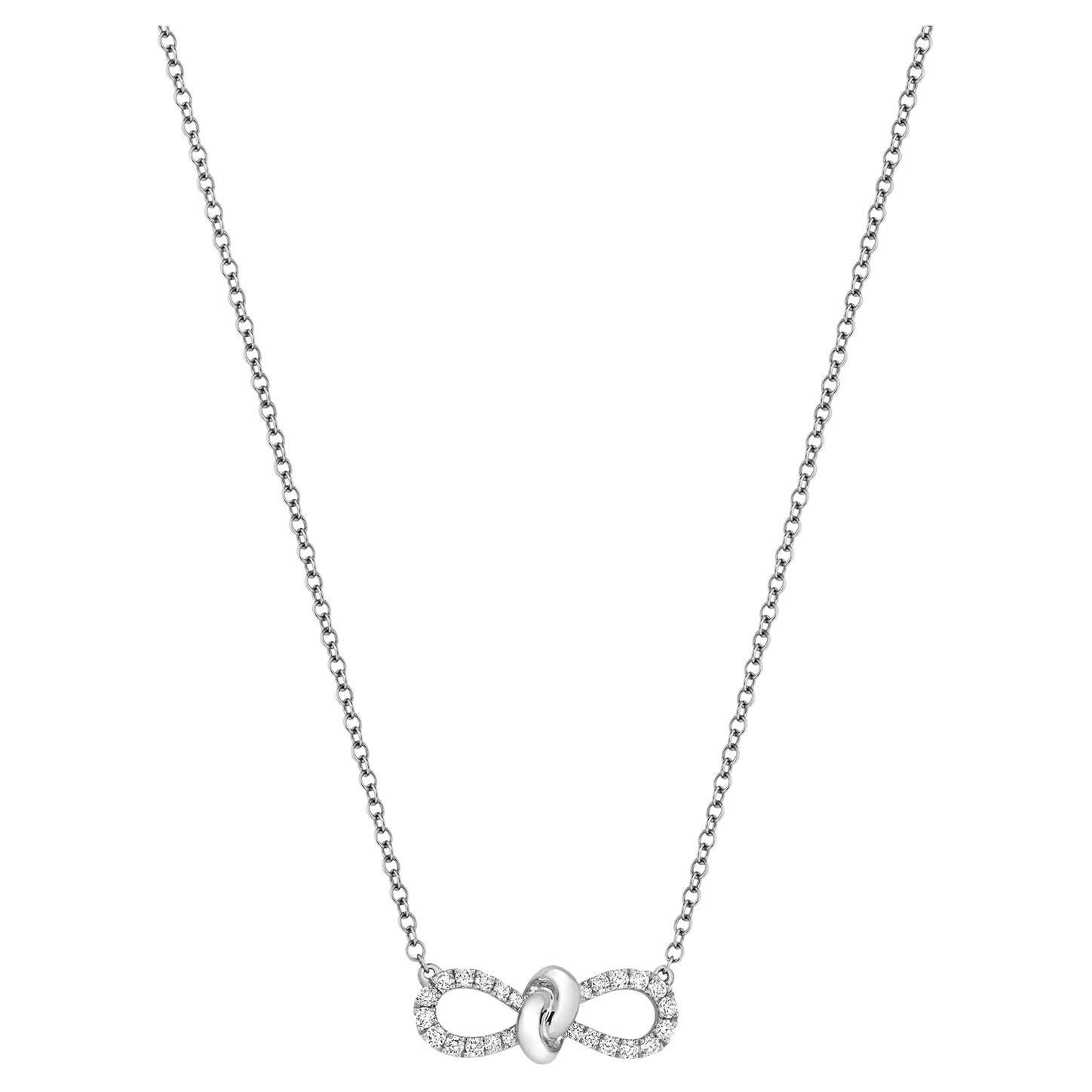 DIAMOND BOW Ribbon NECKLACE IN 18CT WHITE Gold For Sale