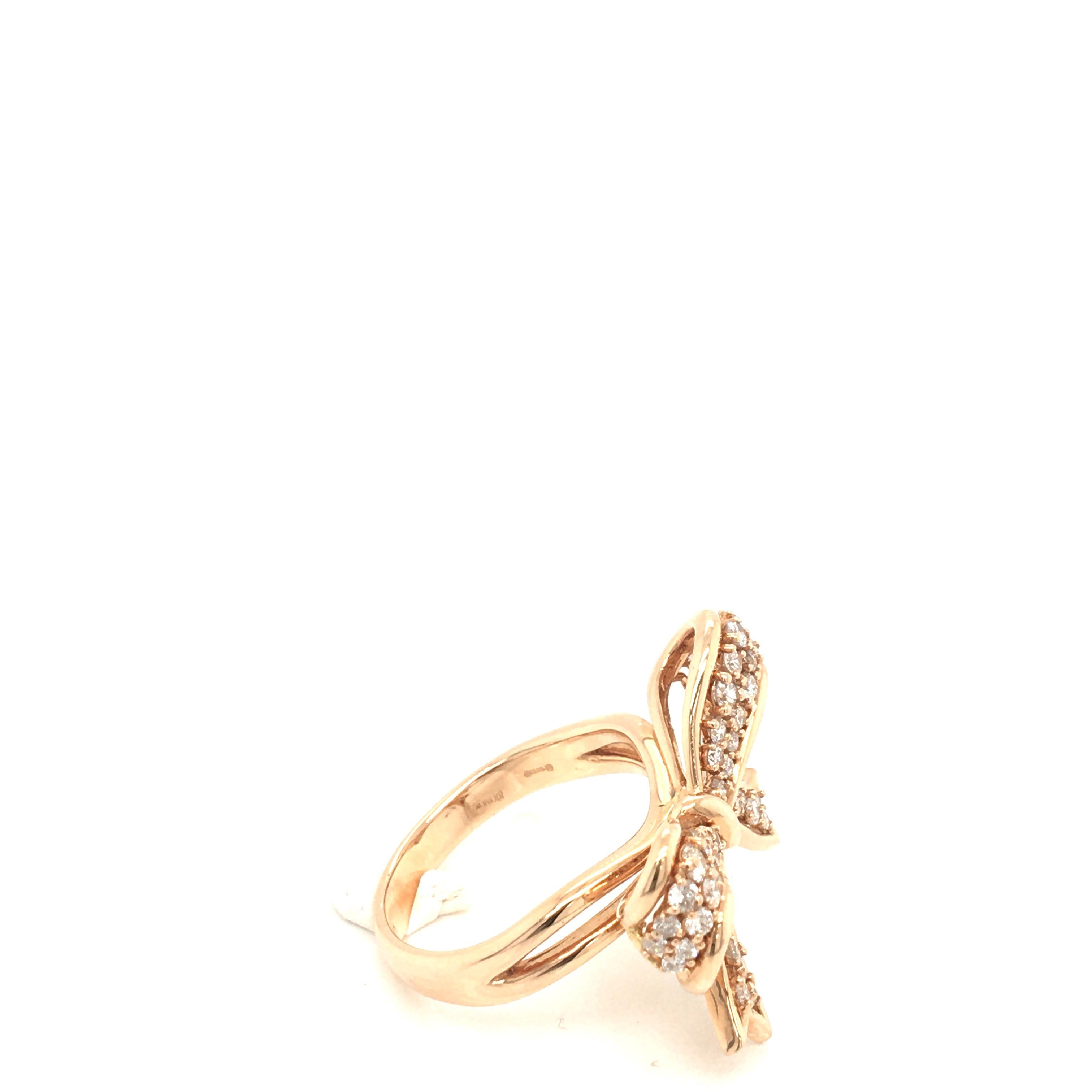 Diamond Bow Ring Rose Gold with Box In New Condition For Sale In MIlan, IT