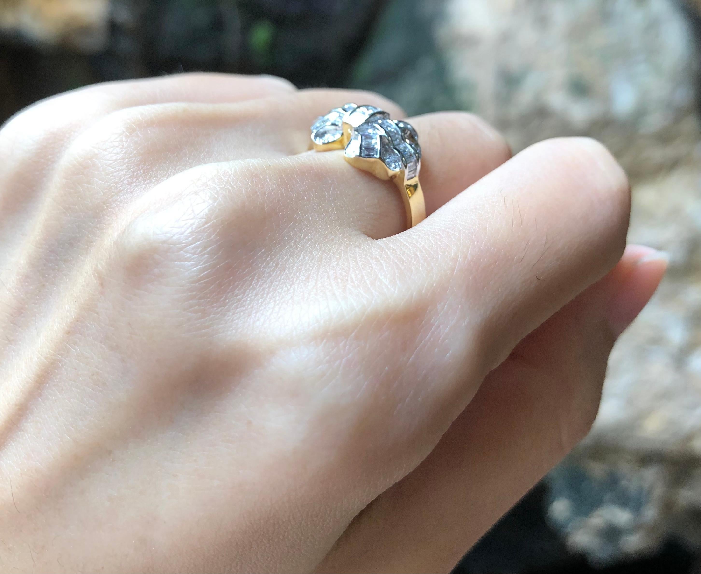 Art Deco Diamond Bow Ring Set in 18 Karat Gold Settings