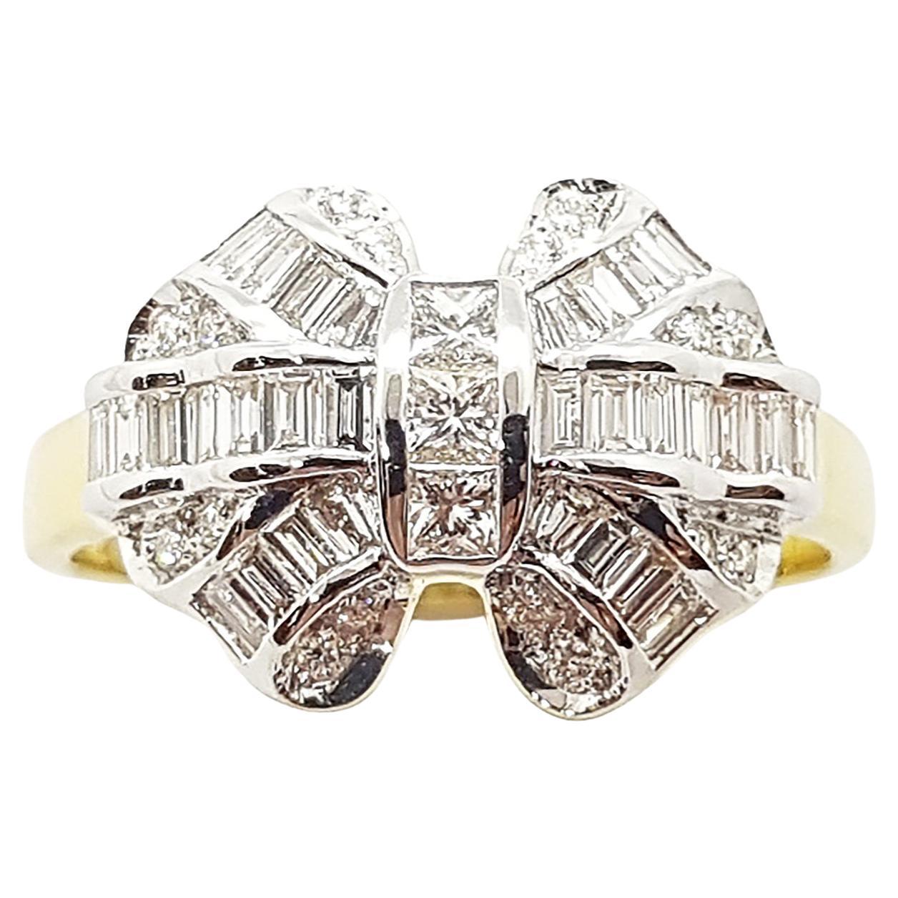 Antique Diamonds Gold Bow Ring Made in Italy For Sale at 1stDibs
