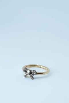 Diamond Bow Ring Victorian Style 14k Gold Plated Silver J Dauphin