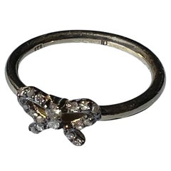 Diamond Bow Ring Victorian Style 14k Gold Plated Silver J Dauphin