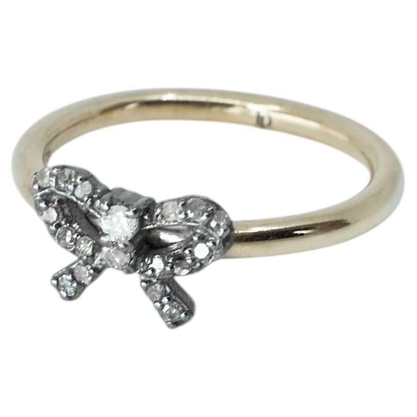 Bow Ring Diamonds Band Ring Size Us 8.5 Gold Plated Silver J Dauphin For Sale
