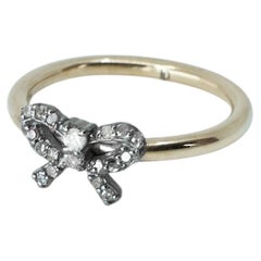 Diamond Bow Ring Victorian Style 14k Gold Plated Silver J Dauphin