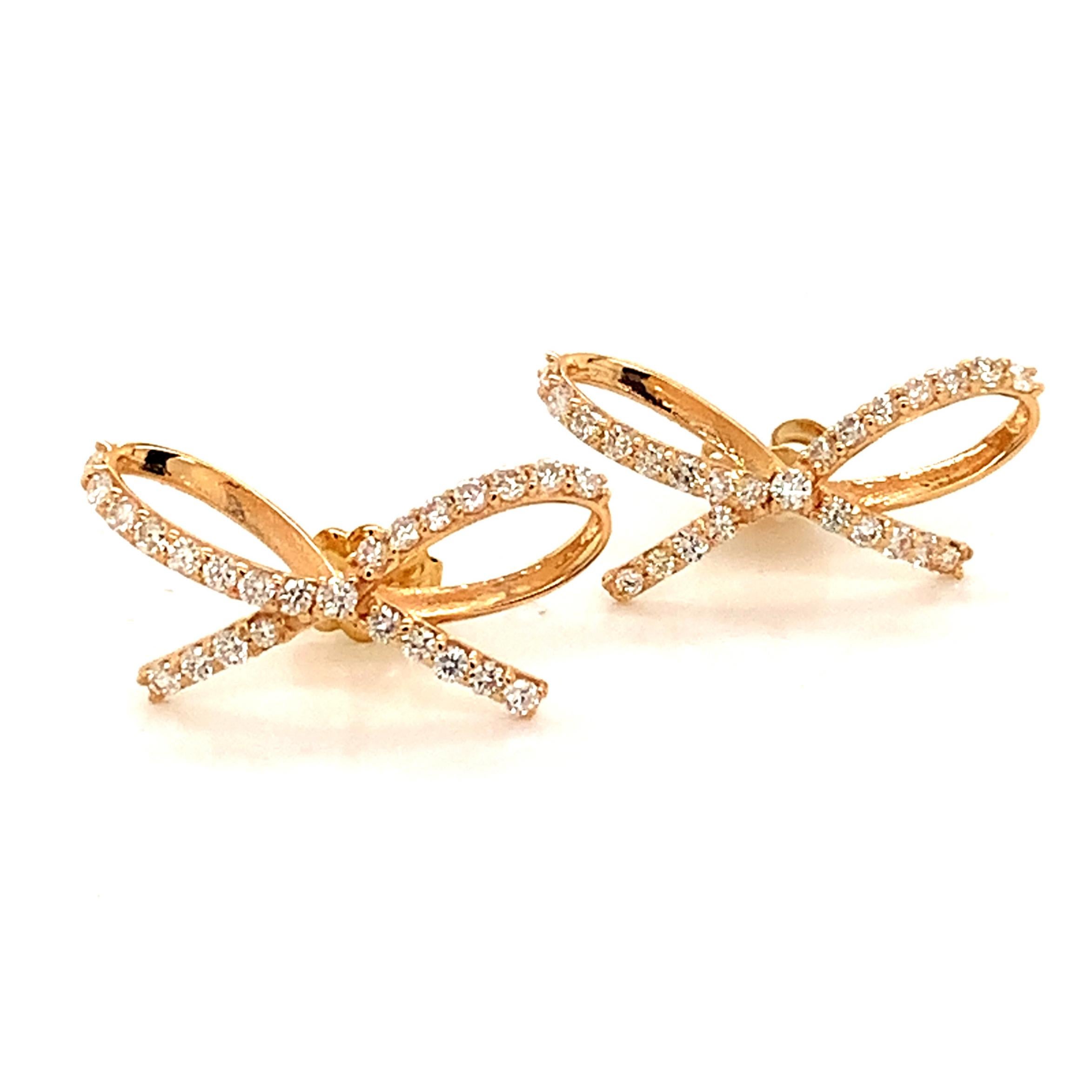 14k gold bow earrings
