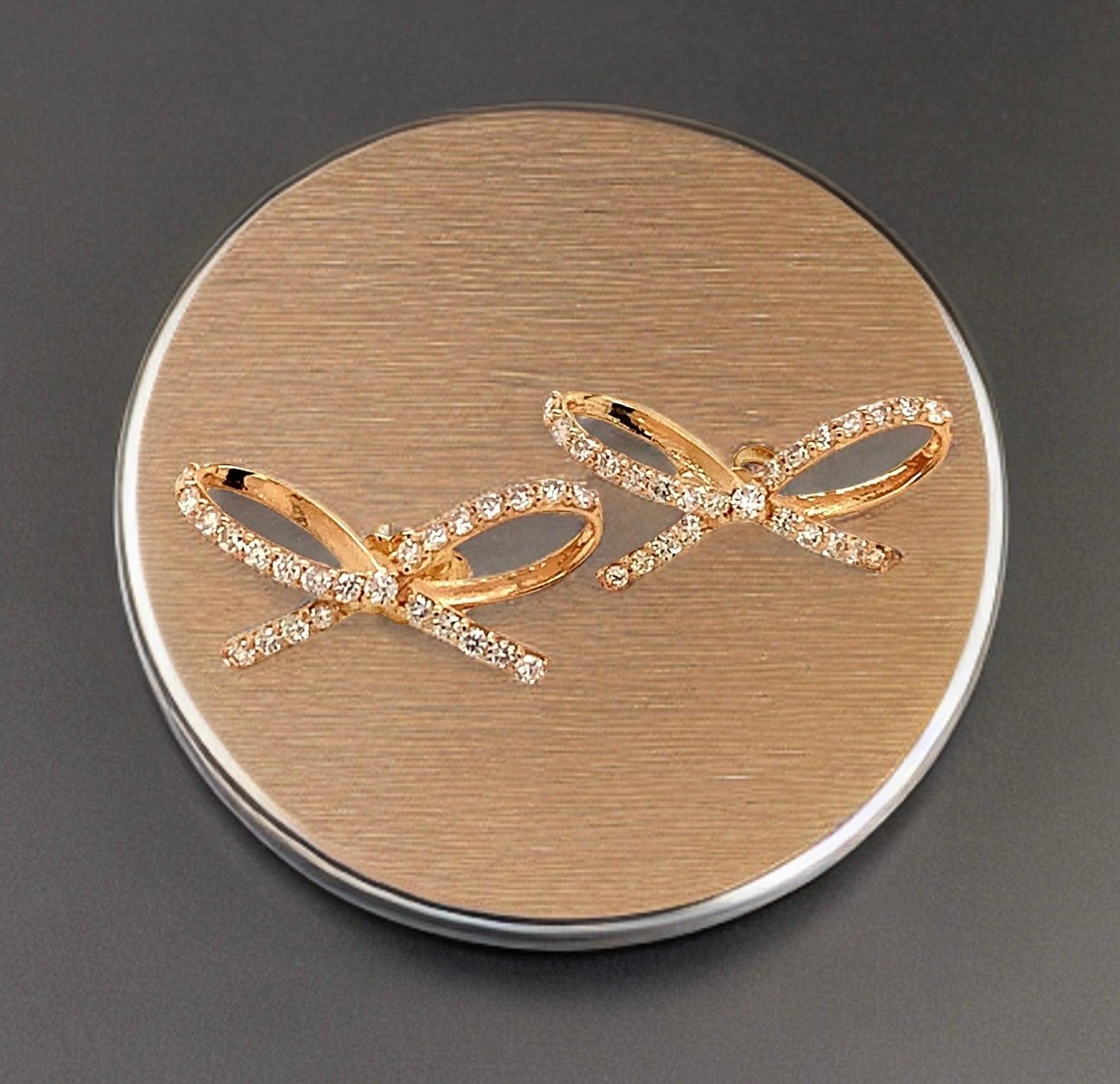 Orecchini con fiocco di diamanti in oro 14k 0,5 Tcw certificati in vendita 1