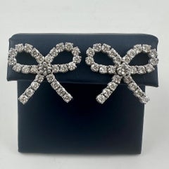 Diamond Bow Stud Earrings in 14K White Gold, 2.15 Carats Total