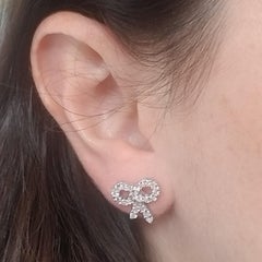 Diamond Bow Stud Earrings in 18 Karat White Gold