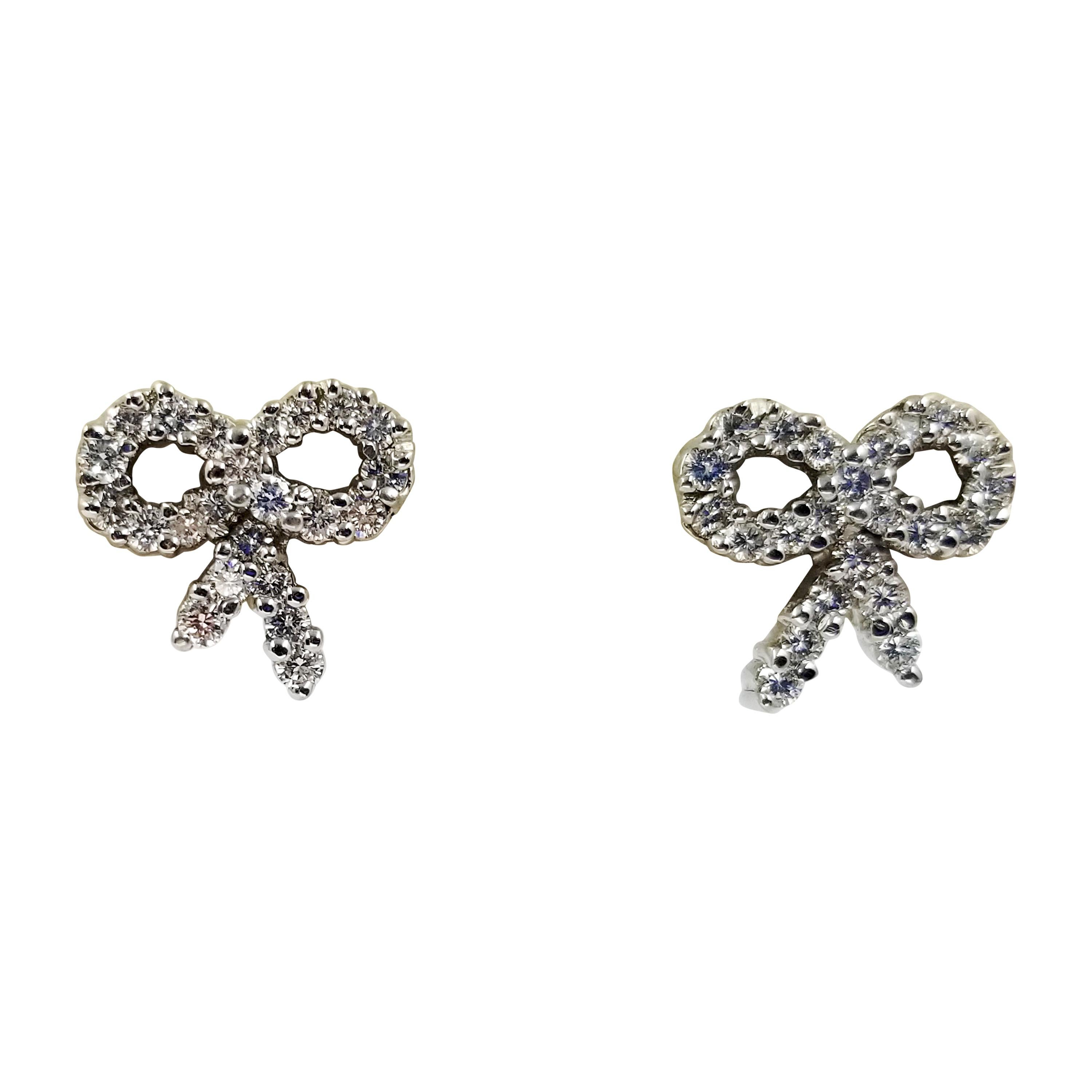 Diamond Bow Stud Earrings in 18 Karat White Gold