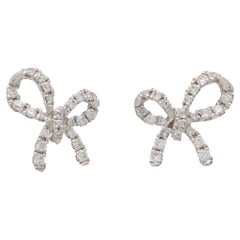Diamond Bow Stud Earrings Set in 18k White Gold