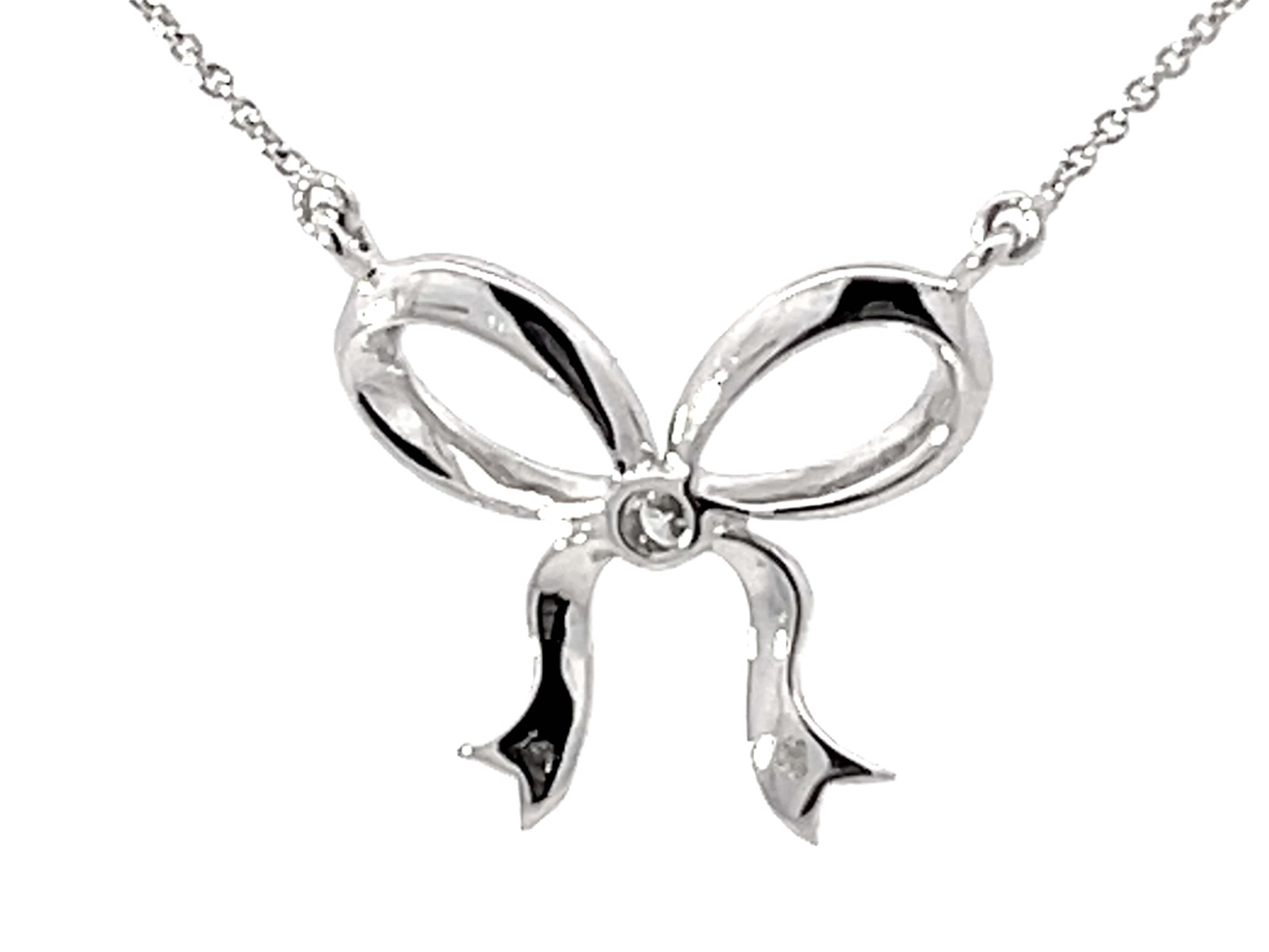 Beverley K Diamond Bowtie Pendant Necklace Solid White Gold For Sale 1
