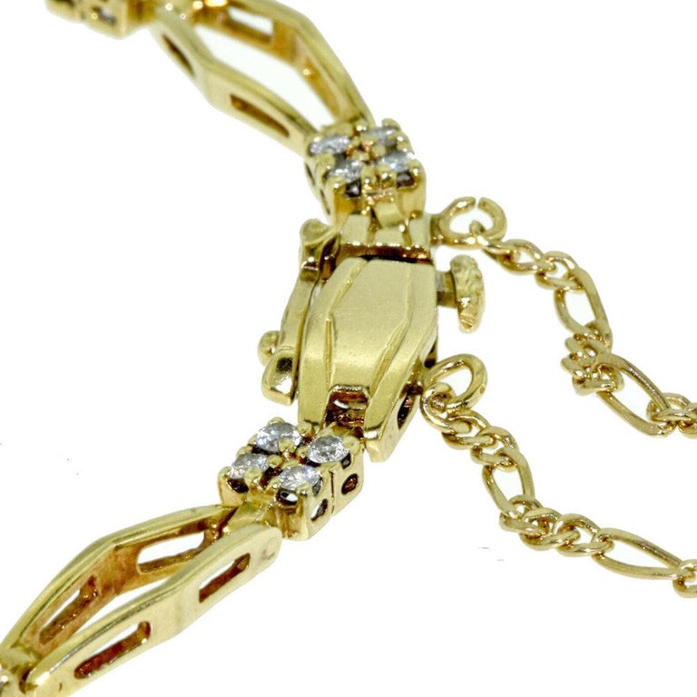 Diamond Box Chain Double Link Yellow Gold Bracelet at 1stDibs