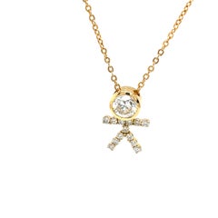 Diamond "Boy" Pendant 14ct Yellow Gold Set With 0.75ct H/SI Natural Diamonds