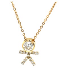 Pendentif "Boy" en or jaune 14 carats serti de diamants naturels de 0,75 carat H/SI
