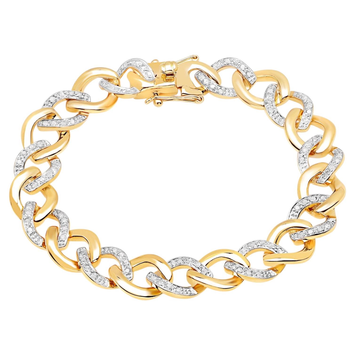 Bracelet en diamants de 0,68 carats, en argent plaqué or