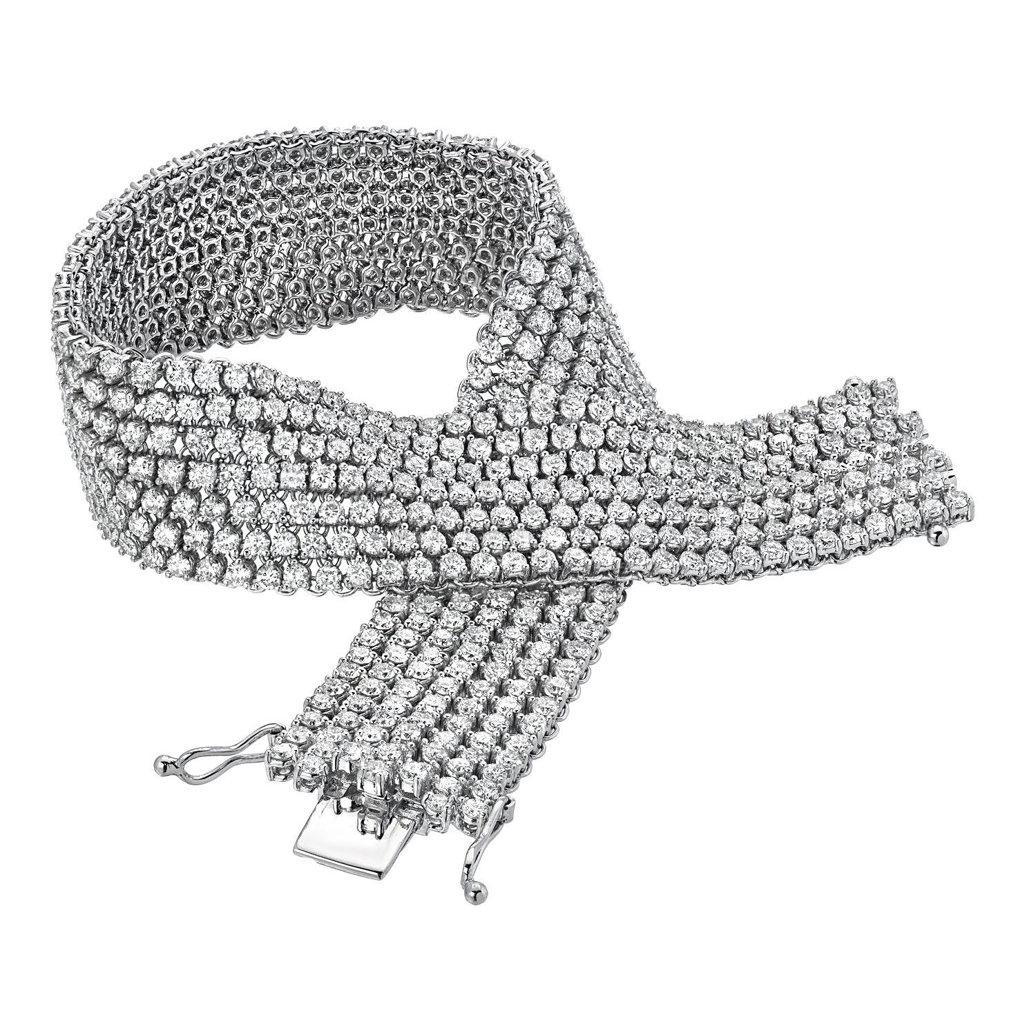 Magnificent flexible Diamond Tennis Mesh Bracelet, weighing a total of 10.99 carats. 
Diamond color: G-H
Diamond clarity: VS-SI1
Diamond bracelet total length - 7.25
