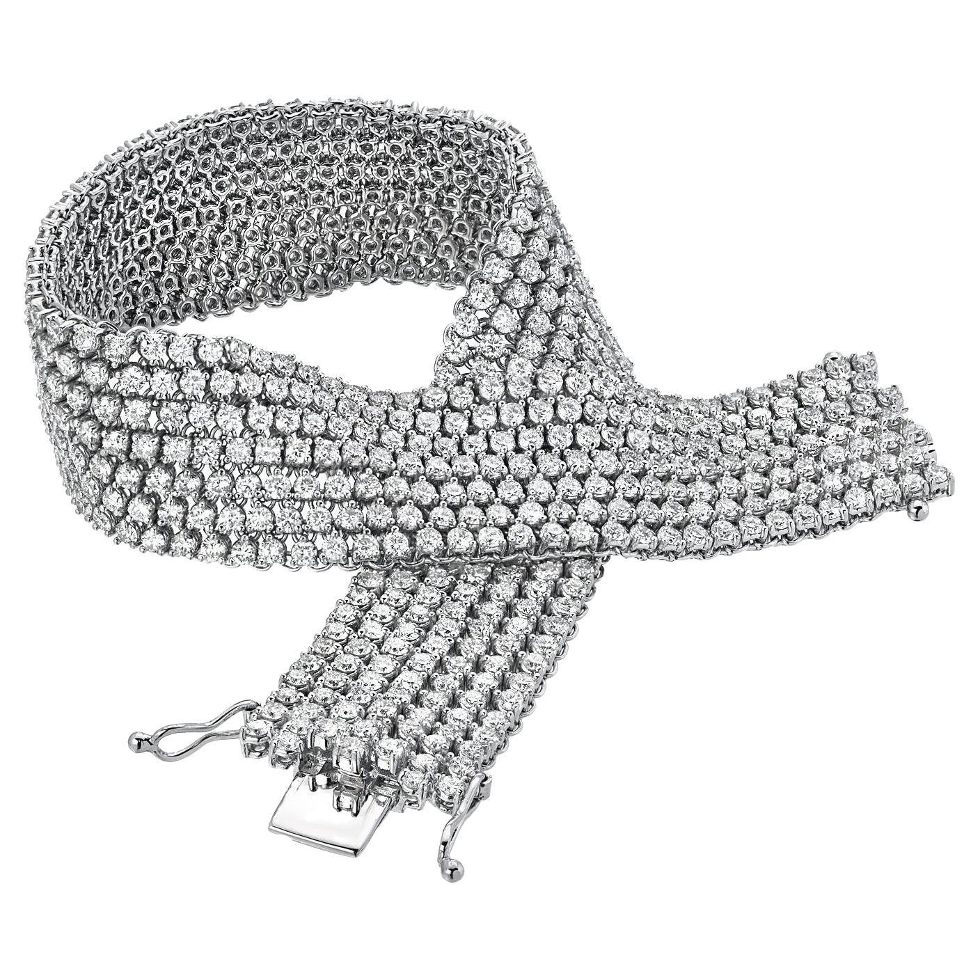 Bracelet tennis souple en diamants de 10,99 carats en vente