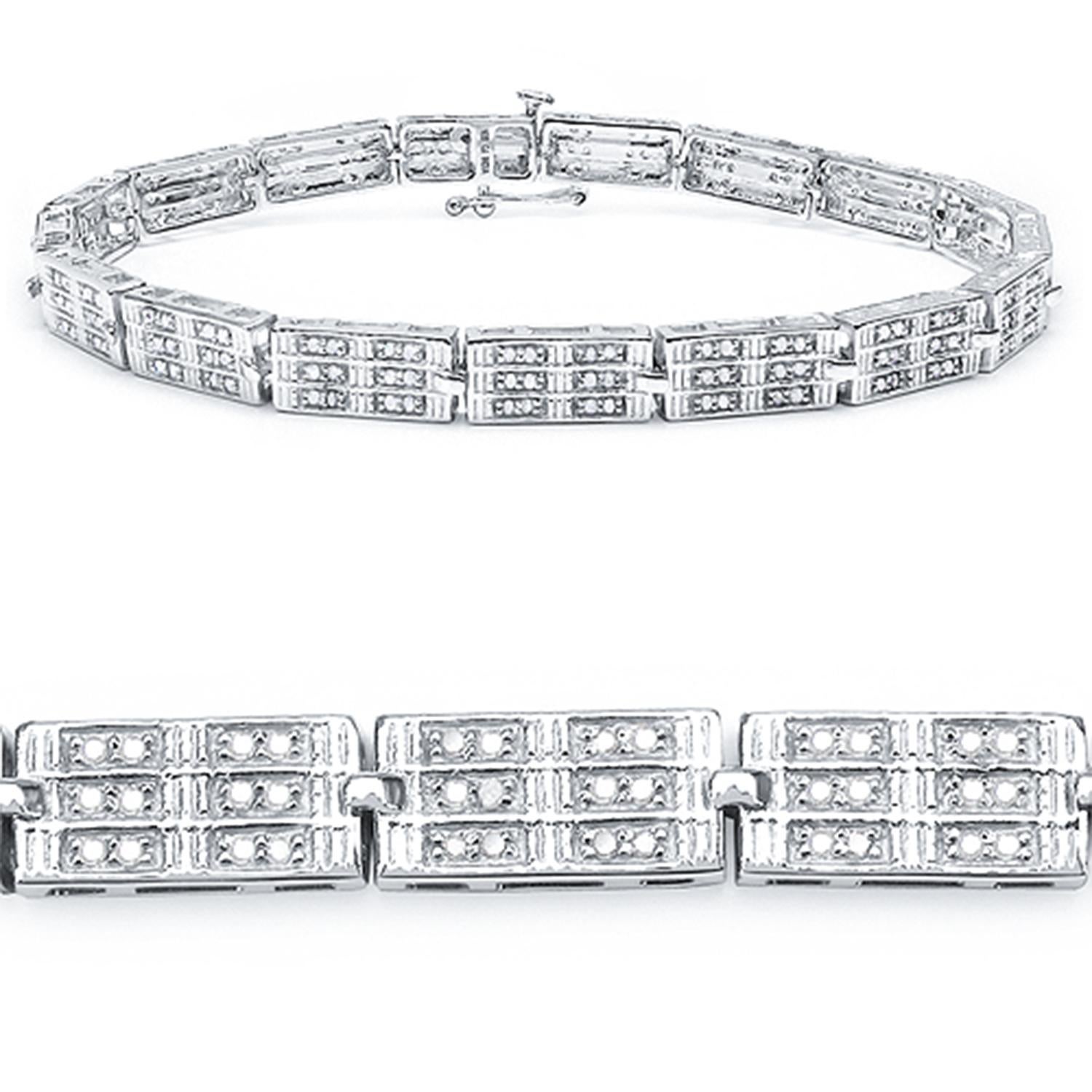 Pulsera de diamantes 1,1 quilates Plata chapada en oro blanco de 14 quilates Contemporáneo en venta