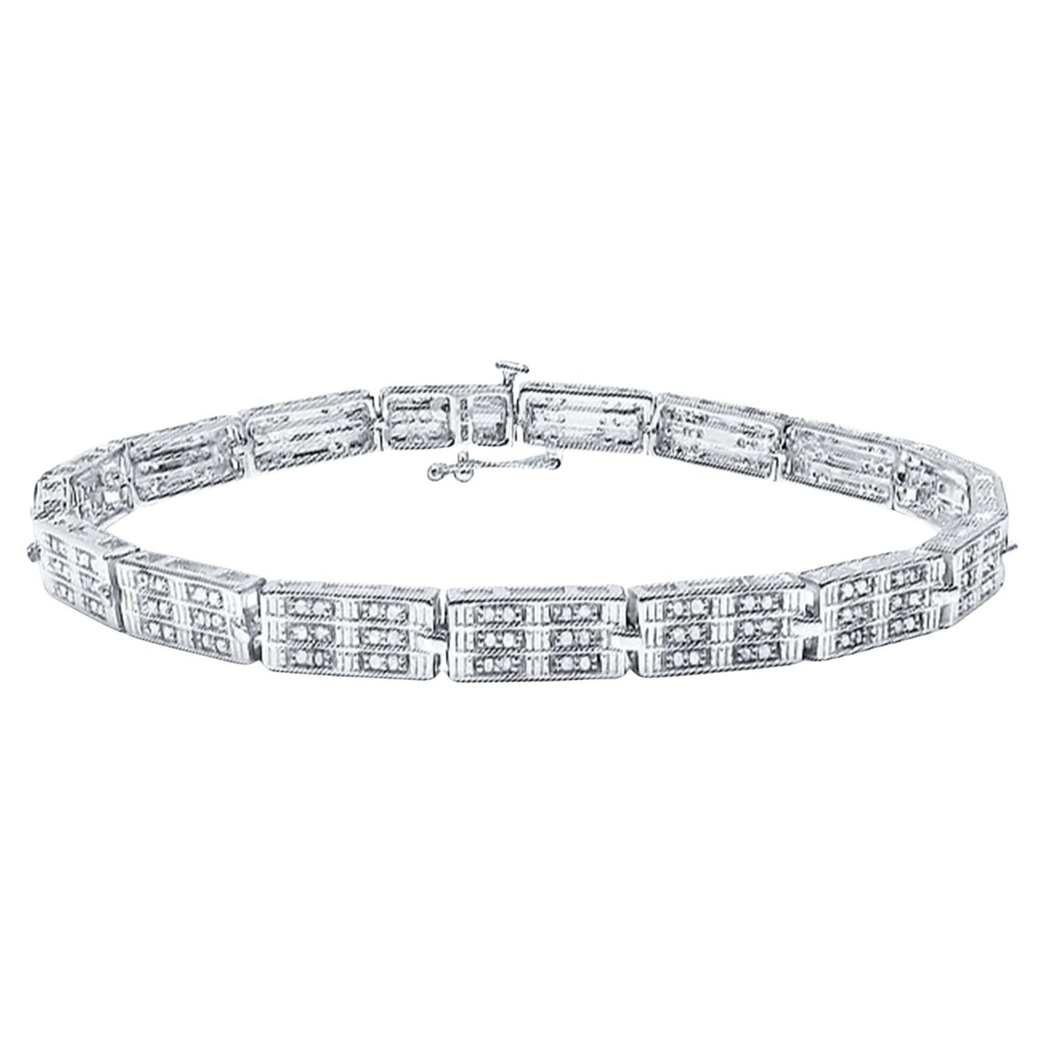 Pulsera de diamantes 1,1 quilates Plata chapada en oro blanco de 14 quilates en venta
