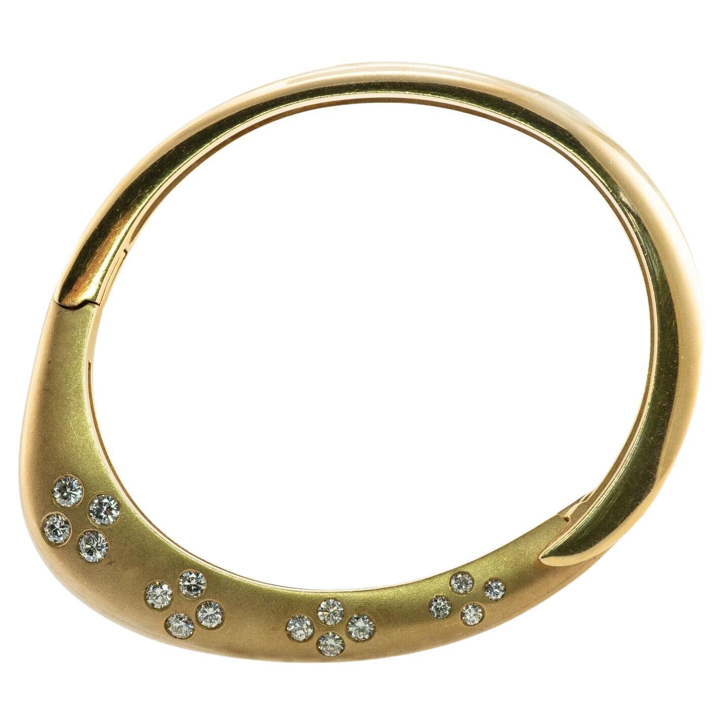Diamond Bracelet 14K Gold Bangle by Jean 1.62 TDW For Sale