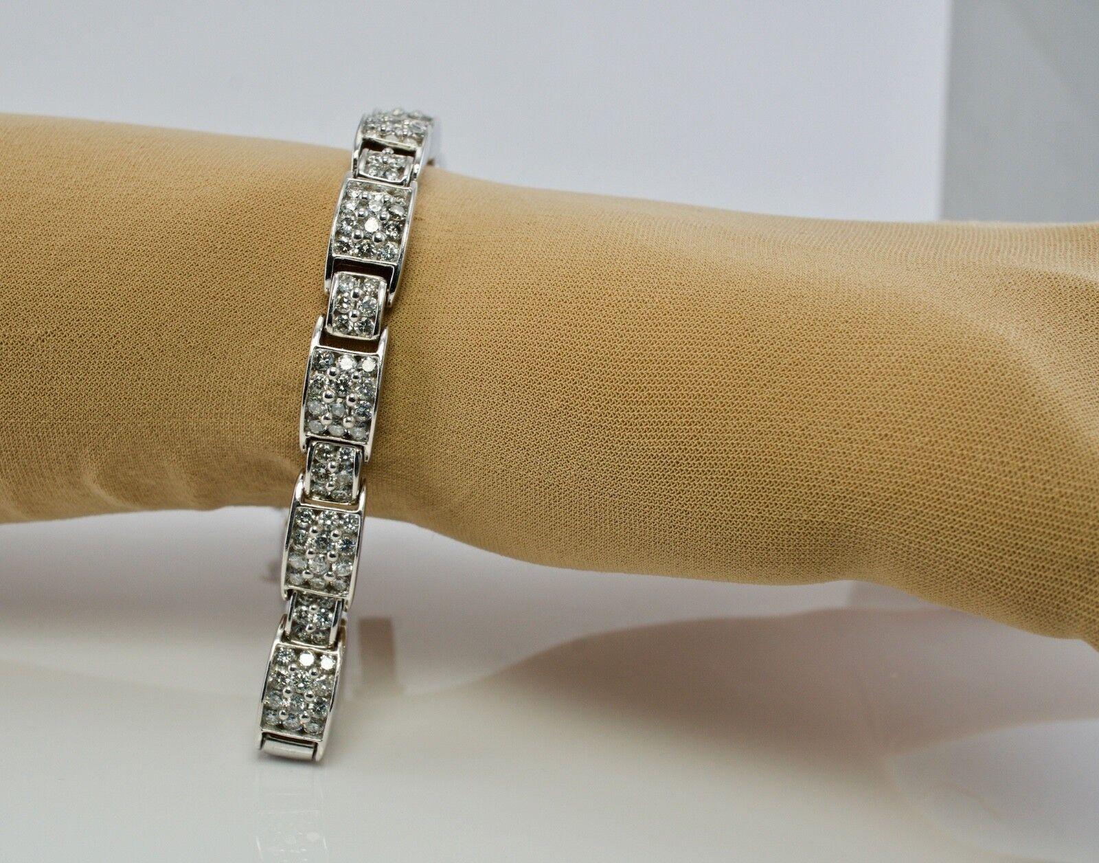 Diamond Bracelet 14K White Gold 6.50 TDW For Sale 2