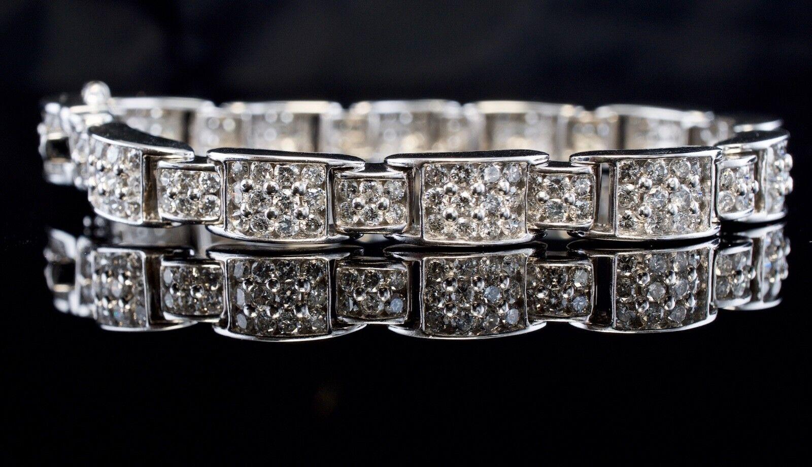 Bracelet en or blanc 14 carats avec diamants de 6,50 TDW en vente 5