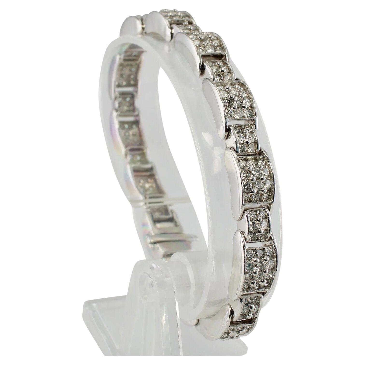 Diamond Bracelet 14K White Gold 6.50 TDW For Sale