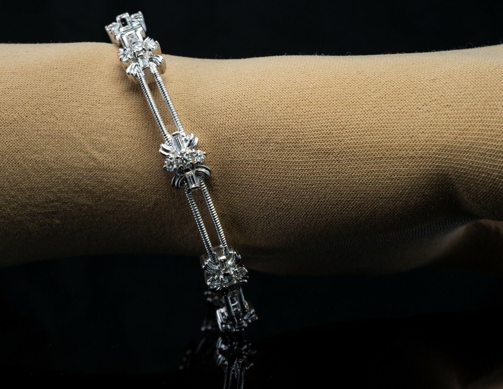 Diamant-Armband 14K Weißgold Blume 1,71 TDW Damen im Angebot
