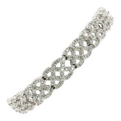 Diamond Bracelet 14K White Gold Lattice Wide 4.50 TDW