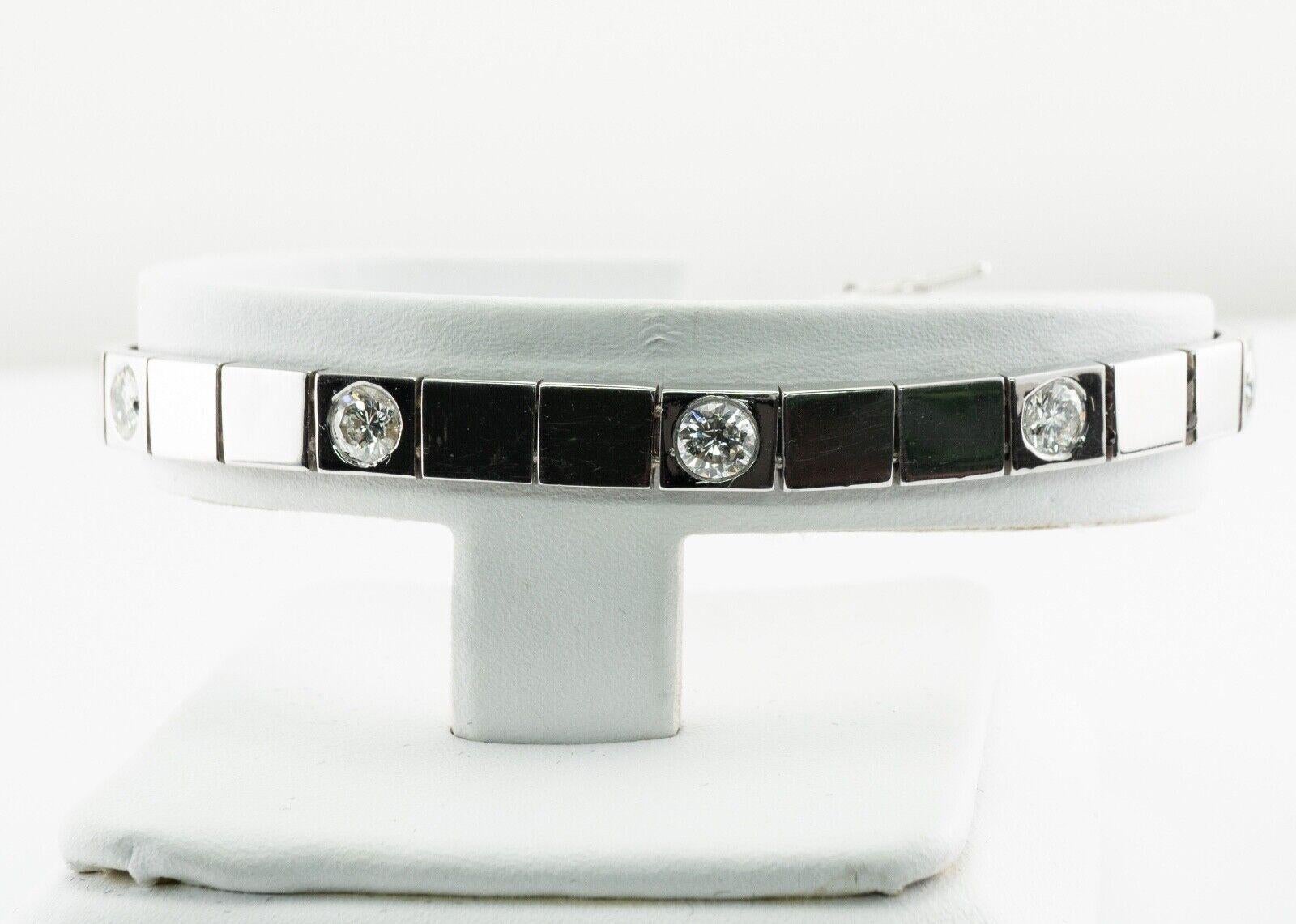 Taille ronde Bracelet à maillons en or blanc 14 carats avec diamants 2,70 TDW en vente