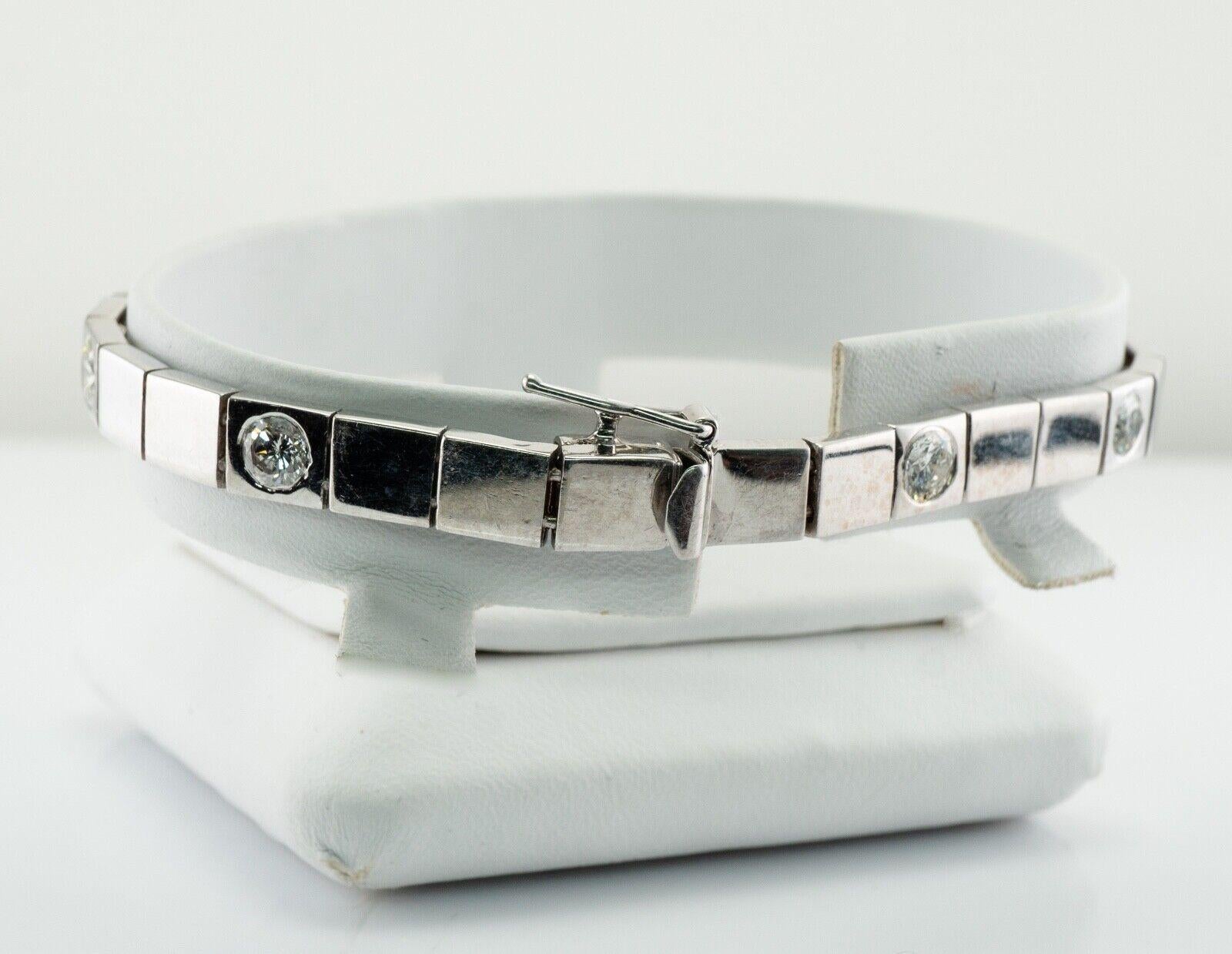 Round Cut Diamond Bracelet 14K White Gold Link 2.70 TDW For Sale