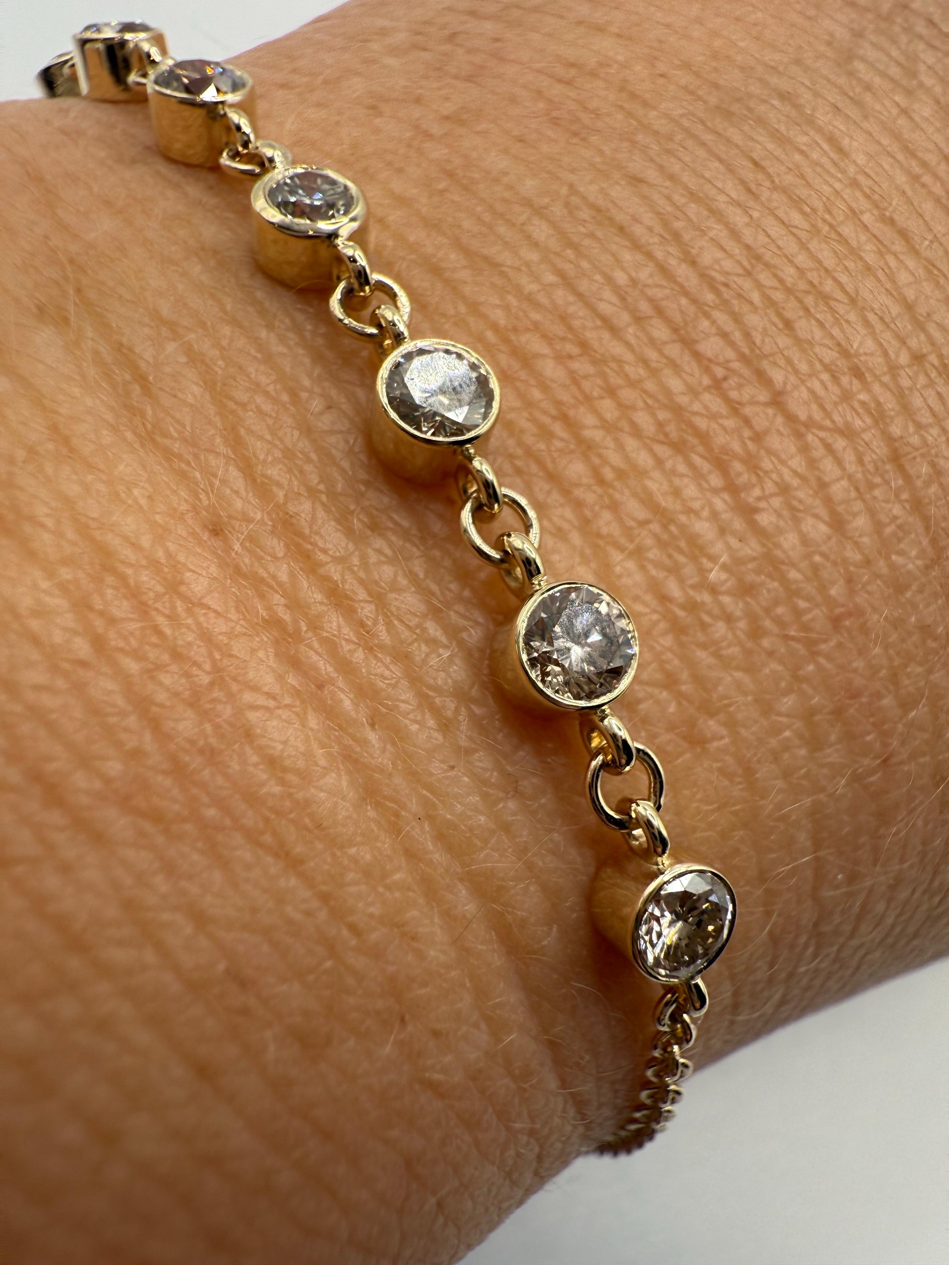 Taille brillant Bracelet diamant 1.50 carats 14KT or jaune fits all fancy diamond bracelet en vente