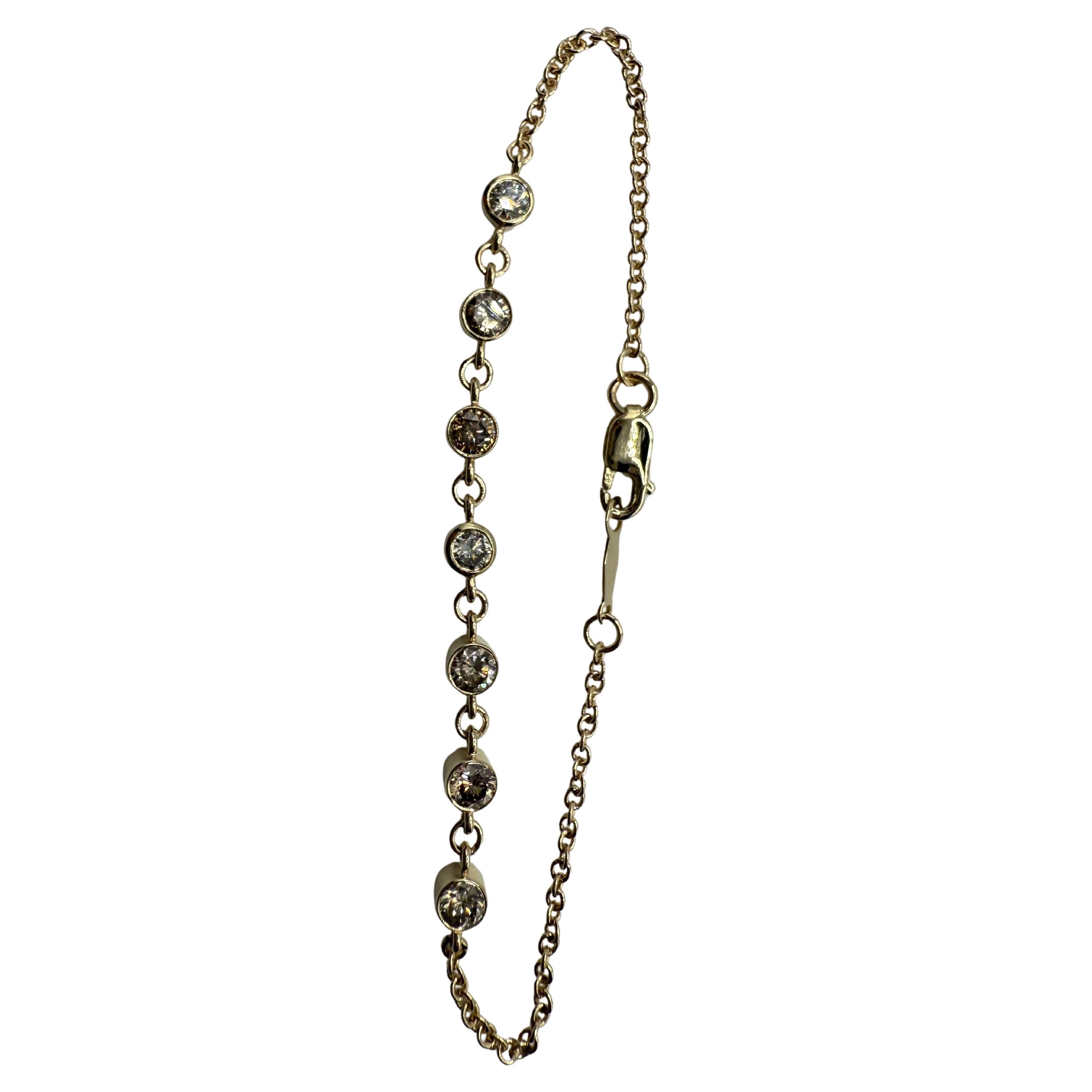 Bracelet diamant 1.50 carats 14KT or jaune fits all fancy diamond bracelet en vente