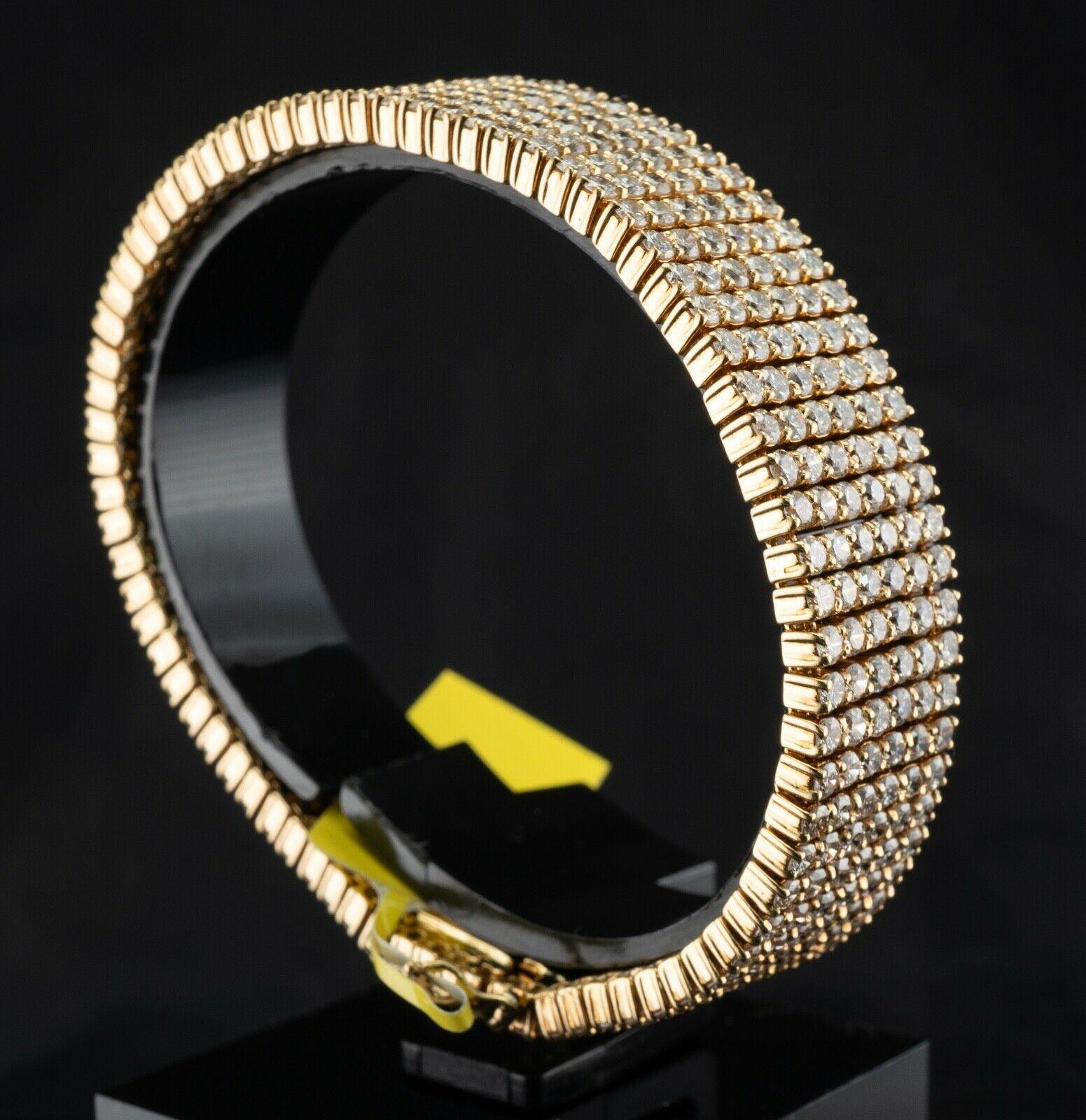 Diamond Bracelet 18K Gold Wide 6 Rows 22.13 TDW For Sale 5