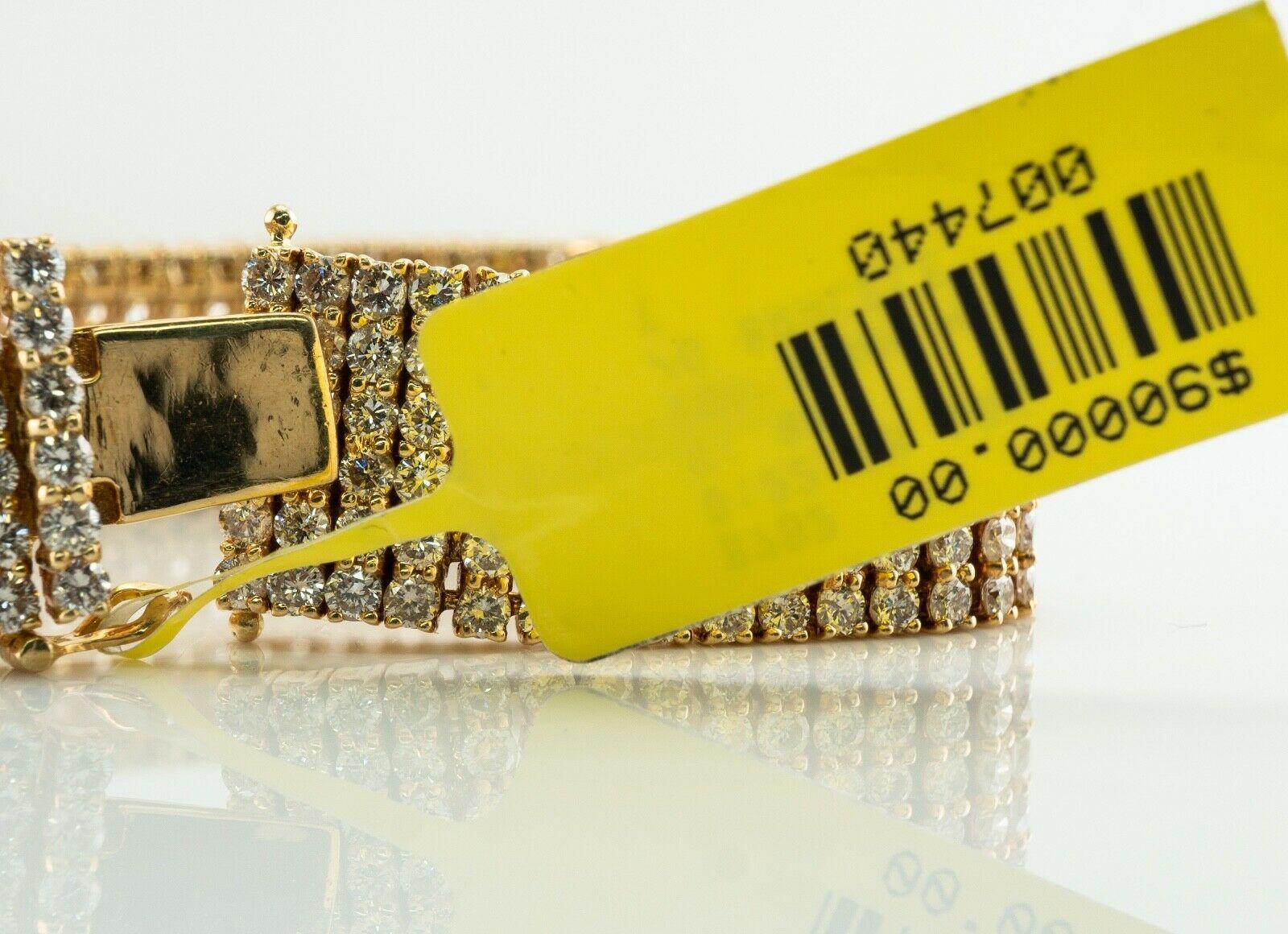 Diamond Bracelet 18K Gold Wide 6 Rows 22.13 TDW For Sale 1