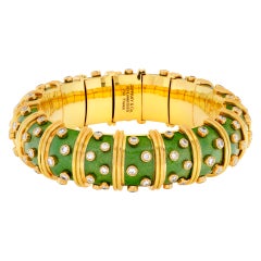 Diamond Bracelet 18k Yellow Gold, Tiffany & Co. Schlumberger Enamel